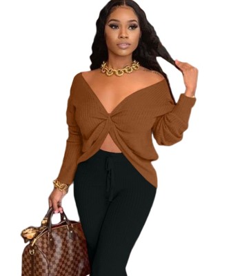 Autumn Sexy Wrapped Irregular Crop Top