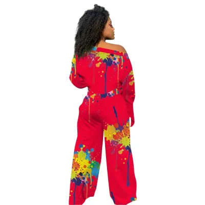 Autumn Casual Paints Crop Top and Loose Pants Set