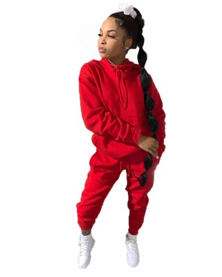 Autumn Solid Plain Hoodie Sweatsuit