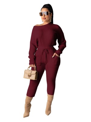 Winter Casual Ribbed Shirt and Pants Set