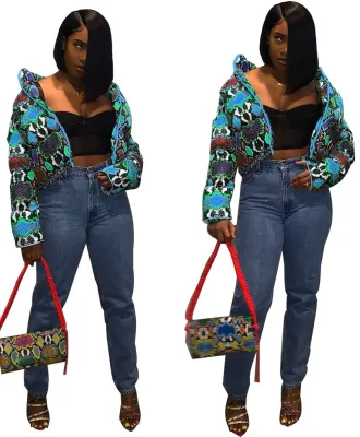 Winter Print Colorful Padded Jacket