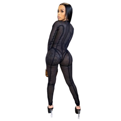 Autumn Party Sexy See Through Mesh Jumpsuit