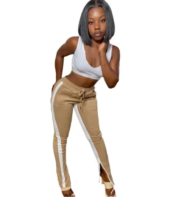Winter Contrast Zipper Slit Bottom Track Pants