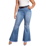Plus Size High Waist Regular Flare Jeans