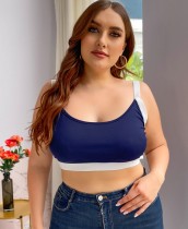 Plus Size Strap Crop Top with White Trim