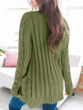 Autumn Solid Color Pocketed Sweater Coat