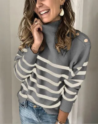 Autumn Stripes O-Neck Regular Sweaters