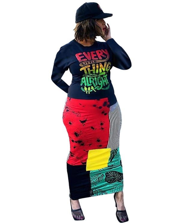 Autumn African Colorful Print Long Curvy Dress