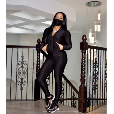 Autumn Solid Color Fitness Zipper Tracksuit