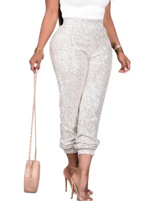 Autumn Party Sequins High Waist Trousers