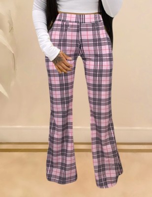 Autumn African Plaid Print Wide Trousers