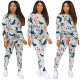 Autumn Casual Poker Print Shirt and Pants Set