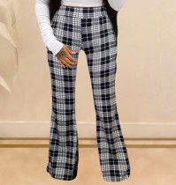Autumn African Plaid Print Wide Trousers