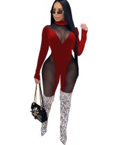 Autumn Party Sexy See Through Patchwork Bodycon Jumpsuit
