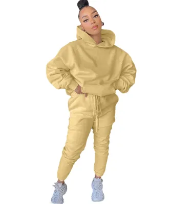 Autumn Solid Color Loose Hoody Sweatsuit