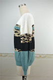 Autumn V-Neck Leopard Print Contrast Pullover Sweater