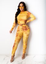 Autumn Party Tie Dye Crop Top and Pants Set