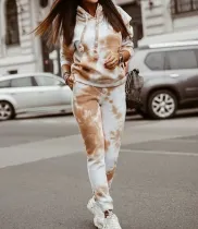 Autumn Street Style Tie Dye Hoody Sweatsuit