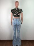 Sexy High Waist Damaged Flare Jeans