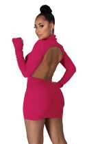 Autumn Party Sexy Cut Out Back Plain Mini Dress