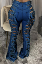 Sexy High Waist Damaged Flare Jeans
