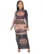 Autumn Party Sexy Money Print Long Dress
