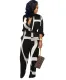 Autumn Print Button Up Formal Jumpsuit with Belt