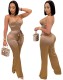 Summer Party Sexy Straps Satin Jumpsuit with Belt
