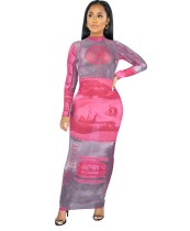 Autumn Party Sexy Money Print Long Dress