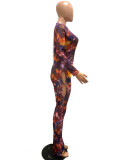 Autumn Party Sexy Cut Out Tie Dye Bodycon Jumpsuit