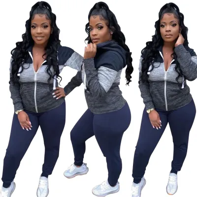 Autumn Contrast Zip Up Hoody Track Suit