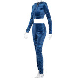 Autumn Royal Velvet Ruched Crop Top and Pants