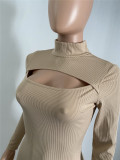 Winter Khaki Cut Out Slit Knitting Dress