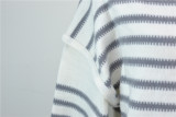 Autumn Stripes Print Round Neck Pullover Sweater