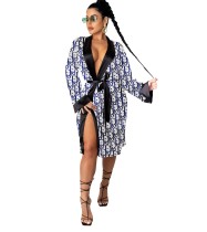 Autumn Party Print Robe with Matching Belt
