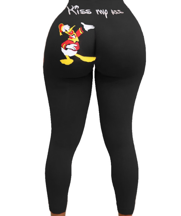 Autumn Cartoon Print Tight Jogger Leggings