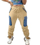 Winter High Waist Drawstrings Track Pants with Contrast Pockets