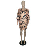Autumn Leopard Print Slash Mini Dress