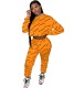 Autumn Casual Letter Print Crop Top and Pants Set