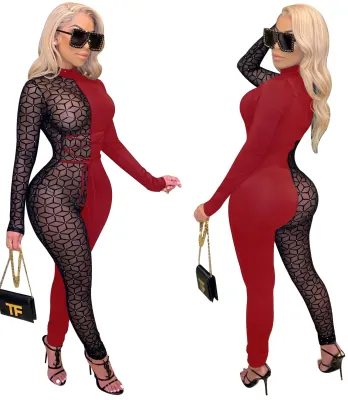 Autumn Party Sexy Patchwork Beaded Bodycon Jumpsuit