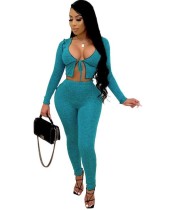 Party Pain Sexy Knotted Crop Top and High Waist Legging Set