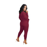 Winter Print O-Neck Casual Sweatsuit