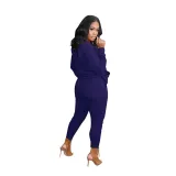 Winter Print O-Neck Casual Sweatsuit