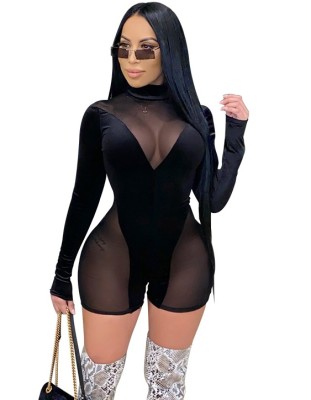 Autumn Party Black Sexy See Through Bodycon Rompers