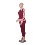 Autumn Stripes Zip Up Tight Tracksuit