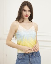 Sexy Contrast Sequins Sleeveless Top
