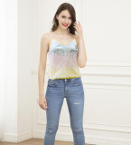 Sexy Contrast Sequins Sleeveless Top