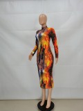 Autumn Party Colorful Sexy Long Sleeve Midi Dress