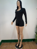 Autumn Sexy Tight Ribbed Hoody Rompers