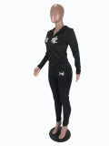 Autumn Letter Print Tight Hoody Tracksuit
